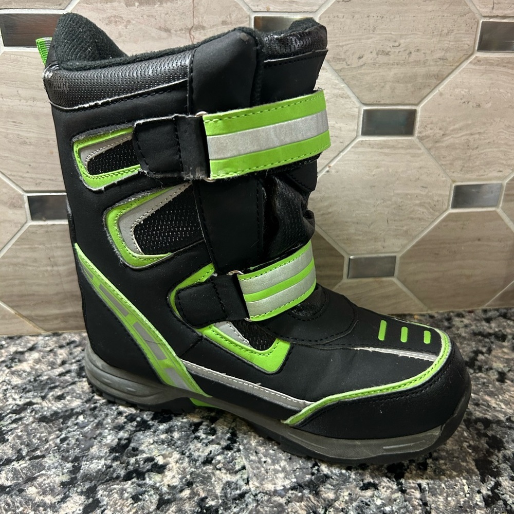Totes Kids Winter Snow Boots Thinsulate Waterproof Black Green Size 3M - Picture 8 of 10